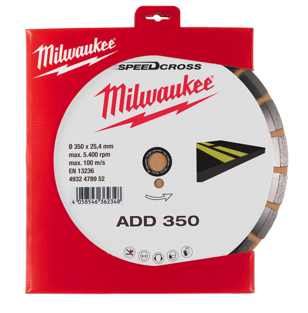 Milwaukee Diamanttrennscheibe Asphalt ADD 350 mm für Asphalt