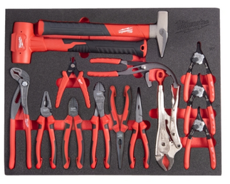 Milwaukee Zangen- und Hammer Einlage 14-teilige Einlage für Werkstattwagen