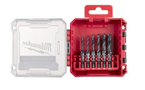 Milwaukee SHOCKWAVE Kombi-­Gewindebohrer 1/4" Hex 6-tlg. Set in PACKOUT kompatibler Box