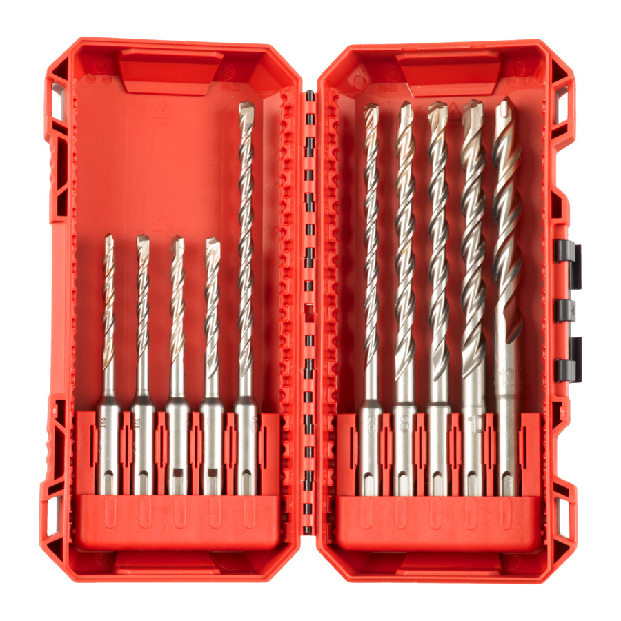Milwaukee Hammerbohrer M2 SDS-Plus Set, 10-teilig 5/5/6/6 x 110 mm, 6/6/8/8/10/12 x 160 mm in PACKOU