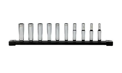 Milwaukee Steckschlüsseleinsatz 1/4" lang Set 6-kant metrisch, 10-teilig auf Schiene